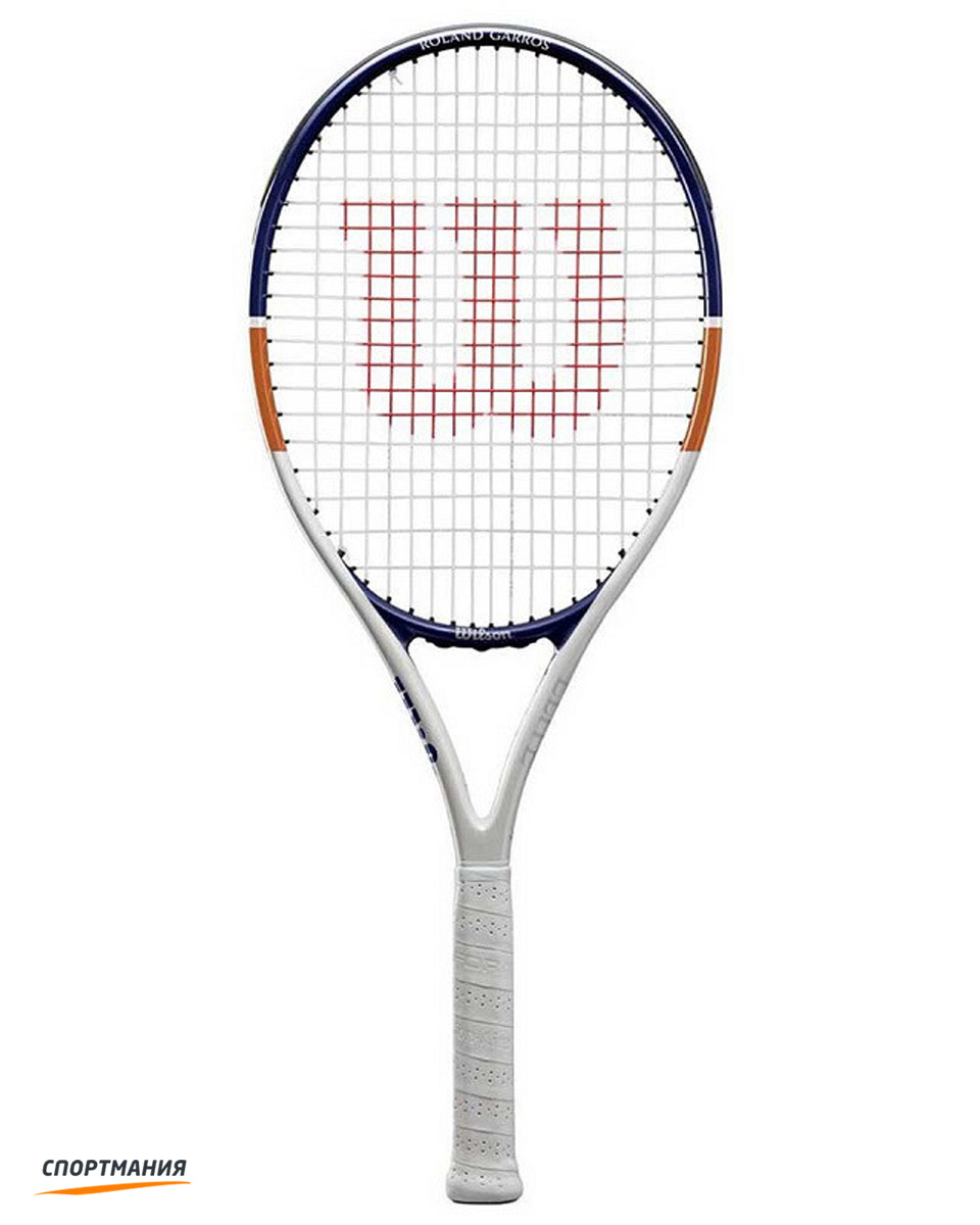 WR029610H Ракетка для большого тенниса Wilson Roland Garros Elite 21 белый, темно-синий, оранжевый
