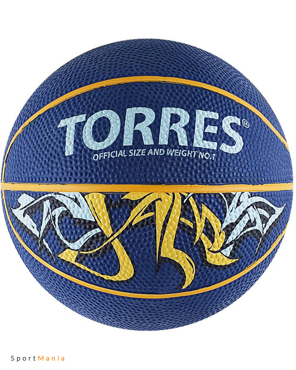 B00041 Сувенирный баскетбольный мяч Torres Jam темно-синий, желтый, белый