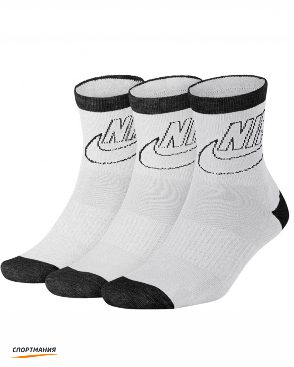 SX6065-100 Носки Nike Sportswear Striped Low Crew Sock (3 пары) белый, черный