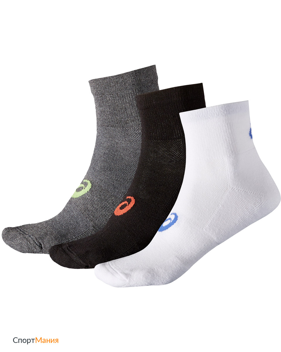 128065-0040 Беговые носки Asics Quater sock (3 пары) белый, черный, серый