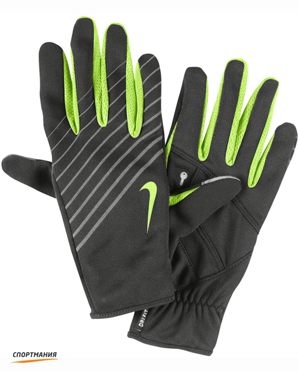 N.RG.28.080.SL Женские беговые перчатки Nike Lightweight Run Glove серый, светло-зеленый