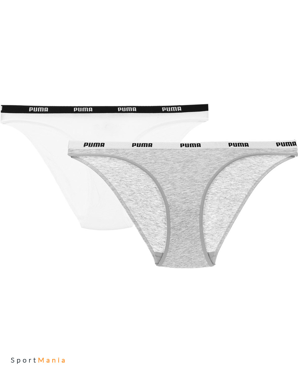 90686502 Трусы Puma Iconic Bikini белый, серый, черный