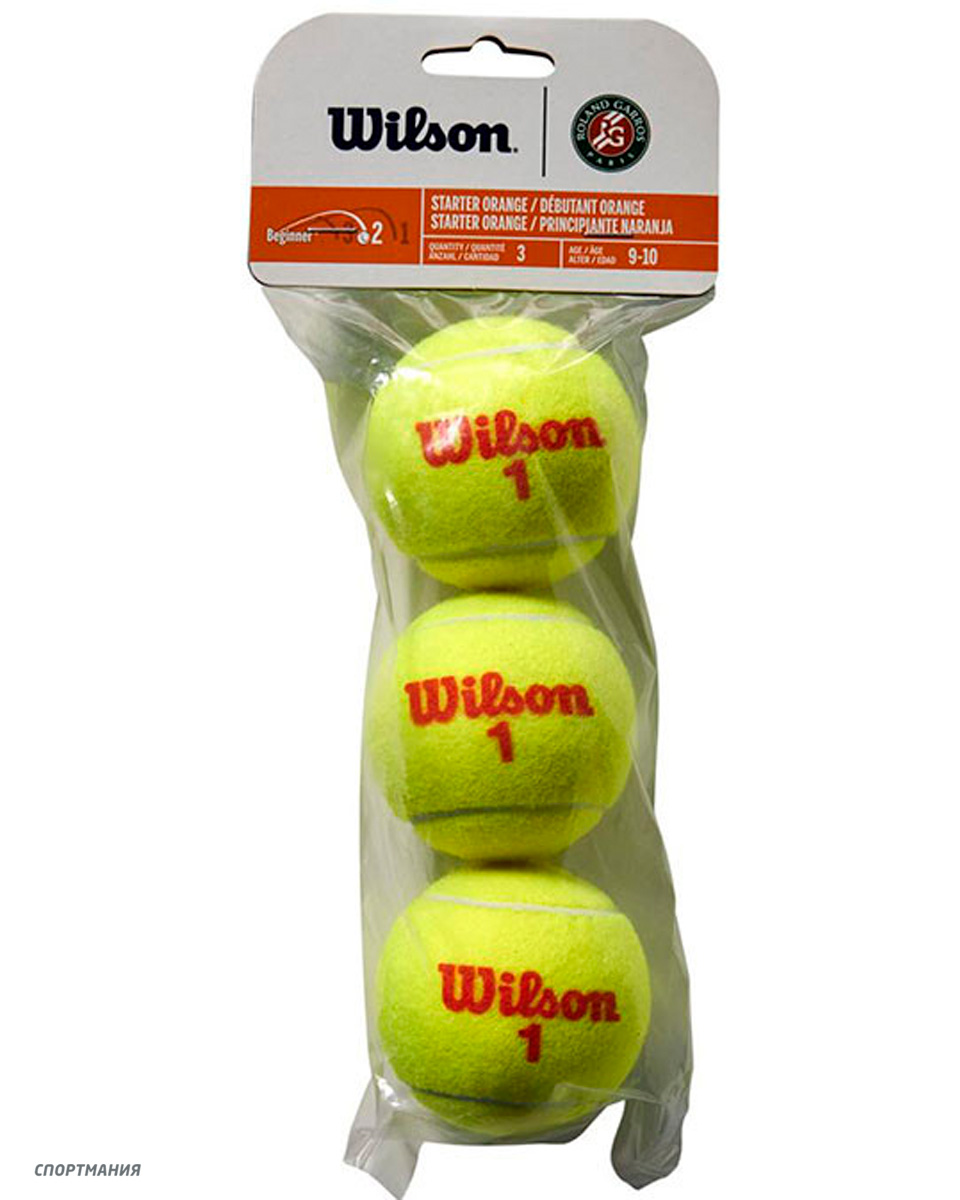 WRT147700 Мяч теннисный Wilson Roland Garros, 3 шт салатовый, красный