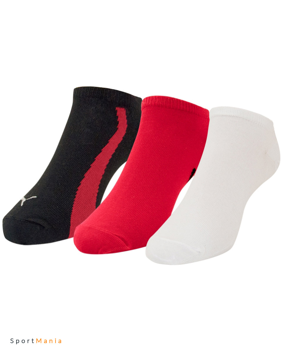 88641204 Носки короткие Puma Lifestyle (3 пары) красный, черный, белый