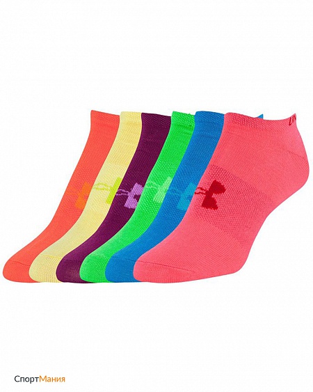 1312701-975 Носки Under Armour 6PK Solid NoShow W розовый, зеленый, желтый