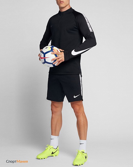 859197-010 Свитер тренировочный Nike Dry Squad Drill Top черный, белый