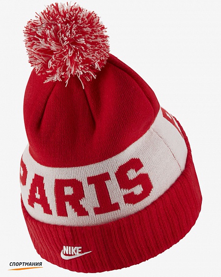 CK1762-657 Шапка Nike PSG Pom Beanie CL красный, белый