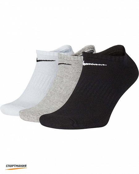SX7673-901 Носки Nike Everyday Cushion No-Show (3 пары) черный, серый, белый