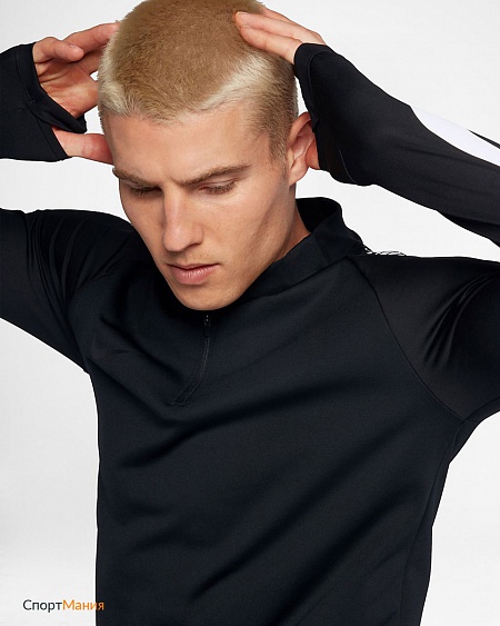 859197-010 Свитер тренировочный Nike Dry Squad Drill Top черный, белый