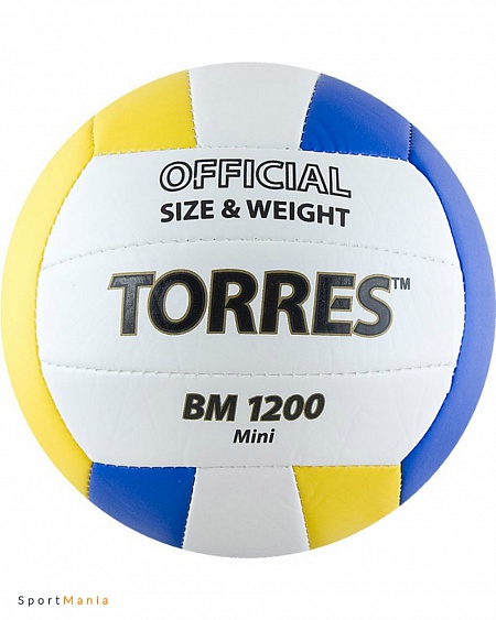 V30031 Волейбольный мяч сувенирный Torres BM1200 Mini белый, синий, желтый