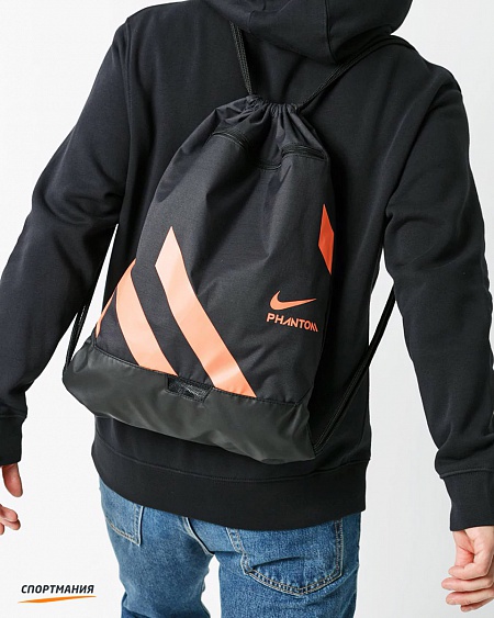 BA6410-010 Мешок для обуви Nike Phantom Gym Sack черный, оранжевый