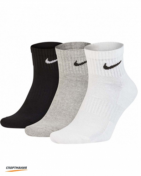 SX7667-901 Комплект носков Nike Everyday Cushion Ankle 3P белый, черный, серый