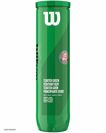 WRT147500 Мяч теннисный Wilson Roland Garros, 4 шт салатовый, черный