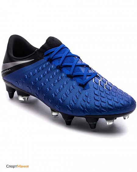AJ3810-400 Бутсы Nike Hypervenom Phantom III Elite SG-PRO Anti-Clog синий, черный