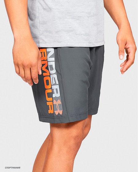 1320203-012 Шорты для бега Under Armour Woven Graphic Wordmark серый, белый, оранжевый