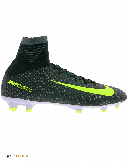 852483-376 Бутсы детские Nike Mercurial Superfly V Nike CR7 FG черный, светло-зеленый