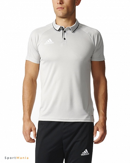BQ2628 Поло Adidas Tiro 17 Polyester серый
