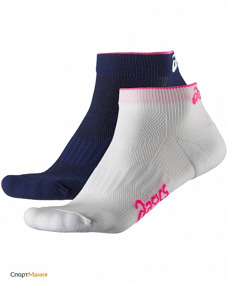 128061-8124 Носки беговые Asics Running Socks 2PPK белый, синий, розовый