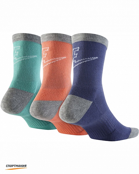 SX6065-900 Носки Nike Sportswear Striped Low Crew Sock (3 пары) темно-синий, оранжевый, зеленый