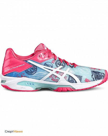 E761N-4301 Женские теннисные кроссовки Asics Gel Solution Speed 3 Le Paris голубой, красный