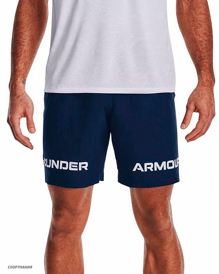 1361433-408 Шорты для бега Under Armour Woven Graphic Wordmark Shorts темно-синий, белый