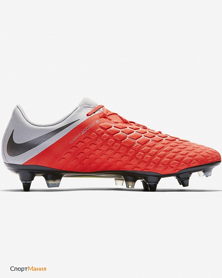 AJ3810-600 Бутсы Nike Hypervenom Phantom III Elite SG-PRO Anti-Clog красный, серый