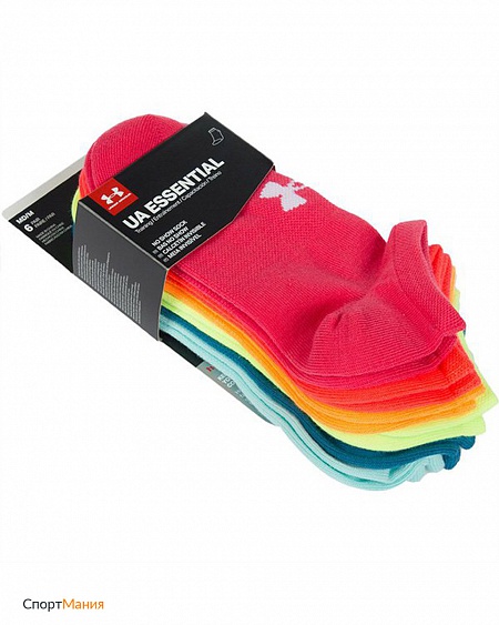 1312701-975 Носки Under Armour 6PK Solid NoShow W розовый, зеленый, желтый