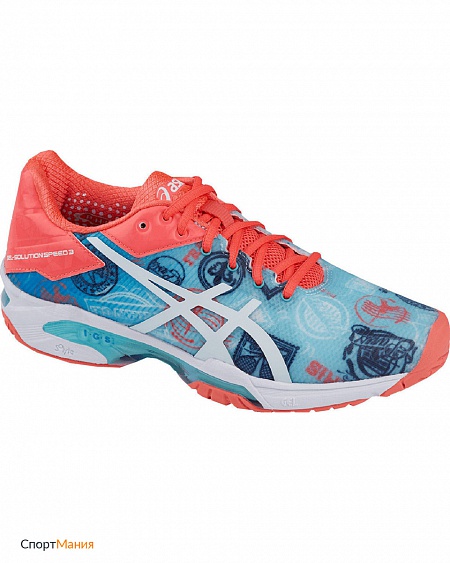 E761N-4301 Женские теннисные кроссовки Asics Gel Solution Speed 3 Le Paris голубой, красный