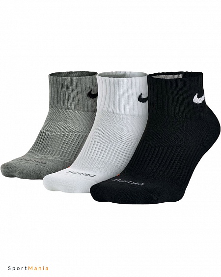 SX4835-902 Носки спортивные Nike Dri-Fit Cushion Quarter белый, серый, черный