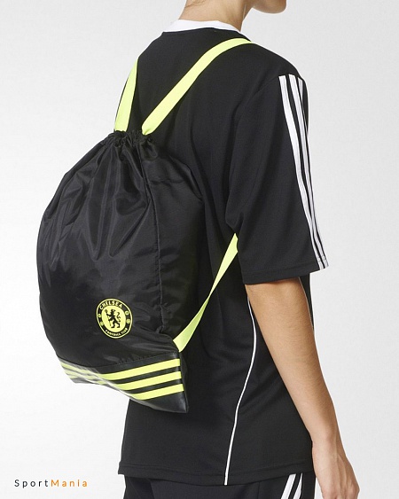 AX6629 Рюкзак-мешок Adidas ФК Челси черный, неоновый-желтый