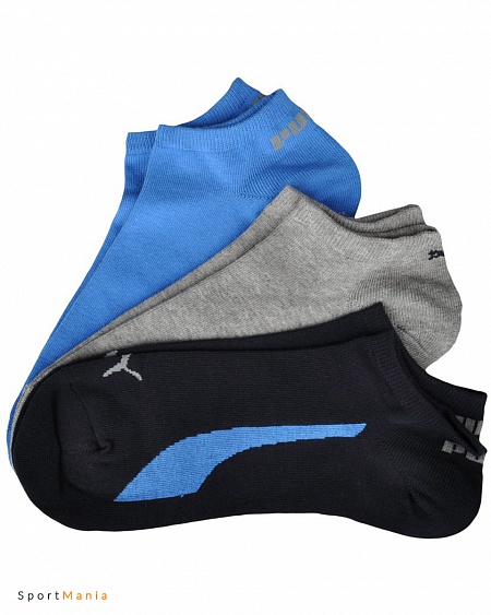 88641203 Носки короткие Puma Lifestyle (3 пары) синий, серый, черный