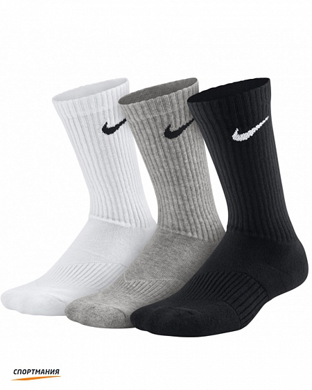 SX4719-967 Детские носки Nike Cotton Cushion Crew Moist (3 пары) белый, серый, черный
