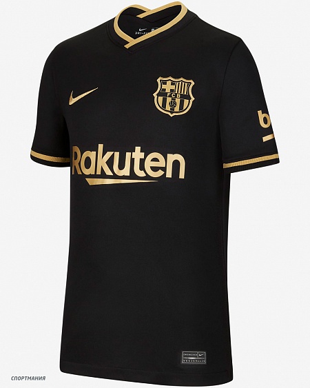 CD4499-011 Детская игровая футболка Nike FCB BRT Stad JSY SS AW JR черный, золотистый