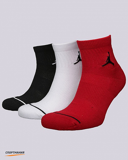 SX5544-011 Комплект носков Nike Jumpman QTR (3 пары) красный, белый, черный