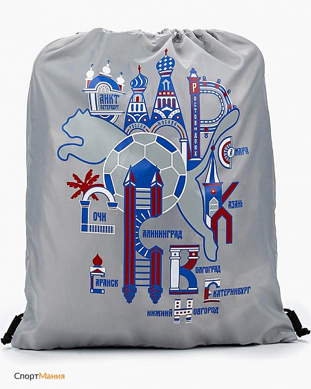 7539103 Сумка Puma Russia City Gym Sack серый, синий, красный