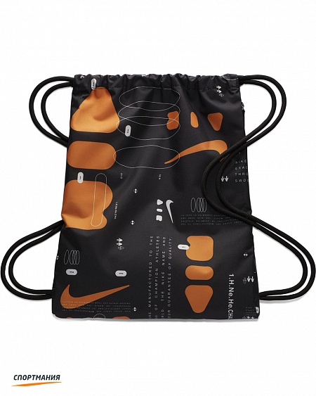 BA6388-010 Мешок для обуви Nike Heritage Gym Sack черный, оранжевый
