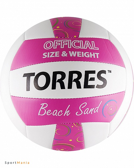 V30085B Мяч для пляжного волейбола Torres Beach Sand белый, розовый