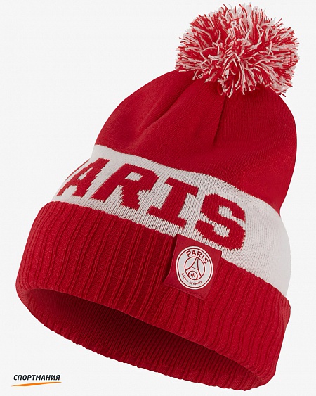 CK1762-657 Шапка Nike PSG Pom Beanie CL красный, белый