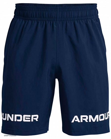 1361433-408 Шорты для бега Under Armour Woven Graphic Wordmark Shorts темно-синий, белый