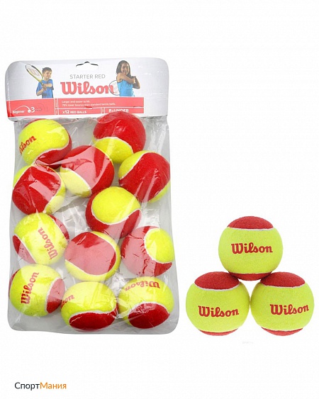 WRT137100 Мячи для большого тенниса Wilson Starter Red 12B желтый, красный