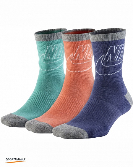 SX6065-900 Носки Nike Sportswear Striped Low Crew Sock (3 пары) темно-синий, оранжевый, зеленый