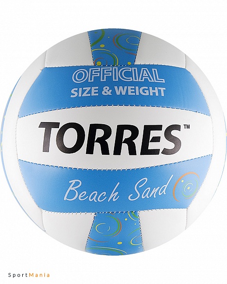 V30095B Мяч для пляжного волейбола Torres Beach Sand белый, голубой
