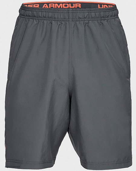 1320203-012 Шорты для бега Under Armour Woven Graphic Wordmark серый, белый, оранжевый