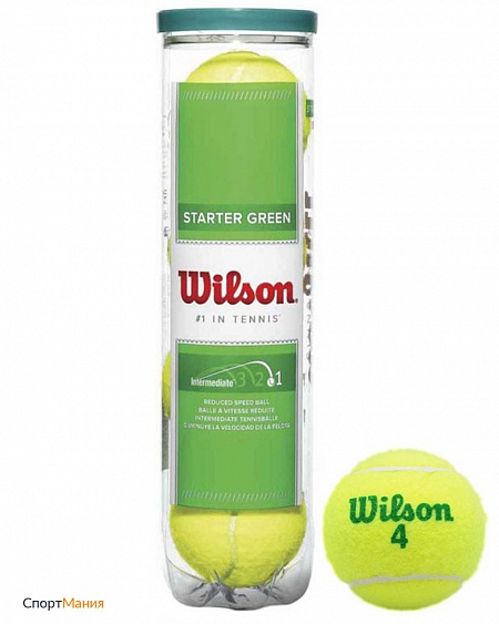 WRT137400 Мячи для большого тенниса Wilson Starter Green 4B желтый, зеленый